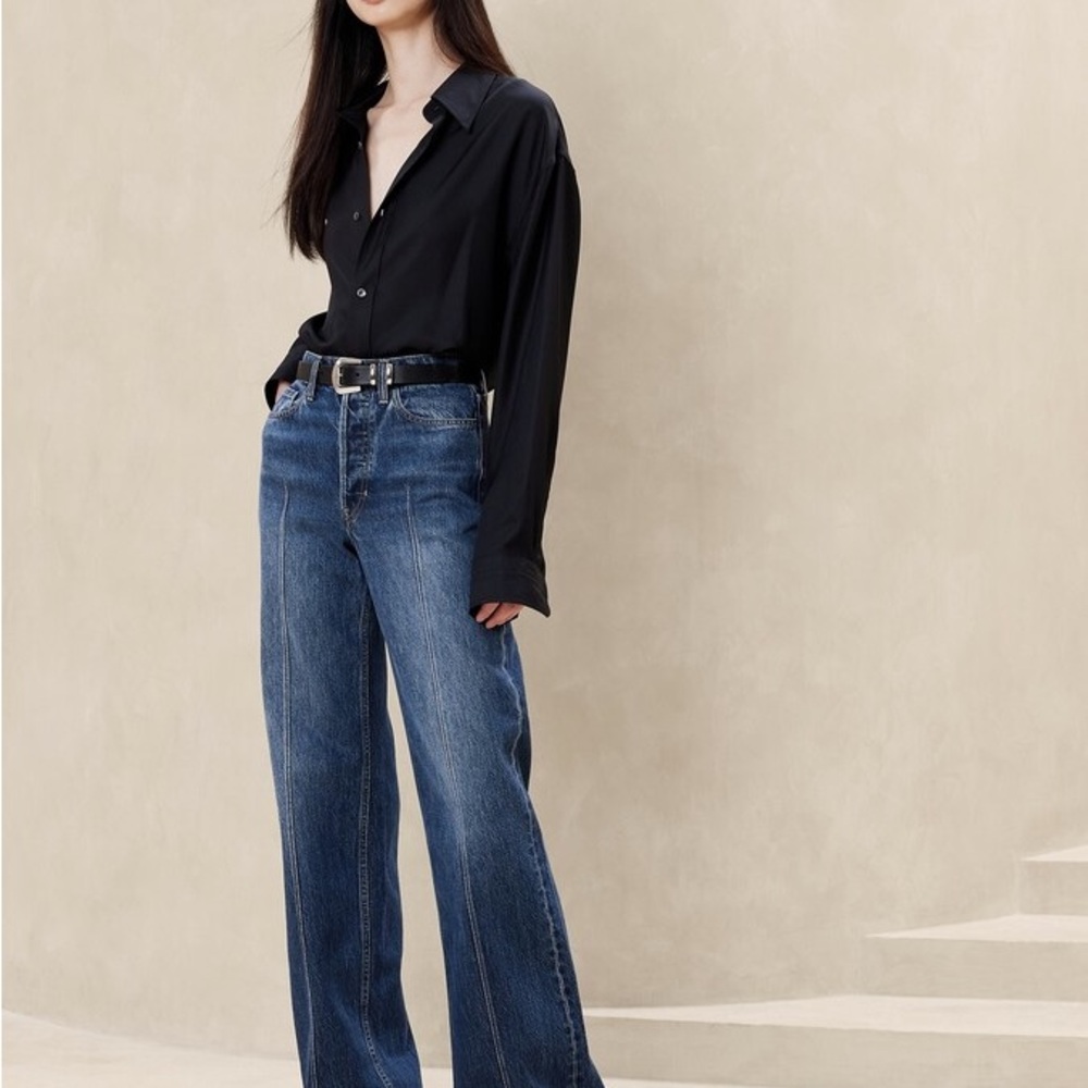 Banana Republic Pintuck Wideleg Jeans